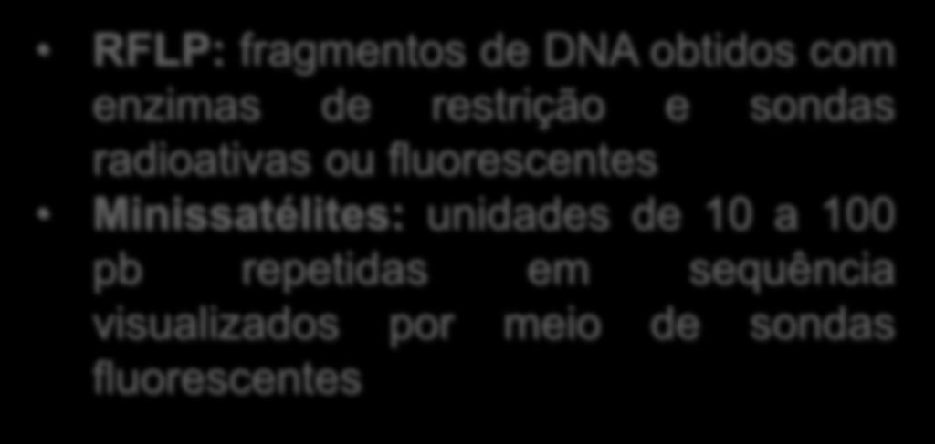 sondas fluorescentes RAPD: fragmentos de DNA amplificado ao acaso CAPS: