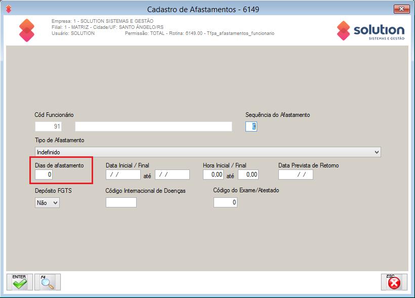 "Afastamentos": Inserido o campo "Dias de