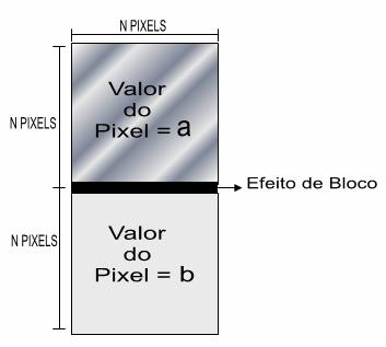 Figura 3-12 - Artefato de bloqueamento na horizontal. Figura 3-13 - Artefato de bloqueamento na vertical.