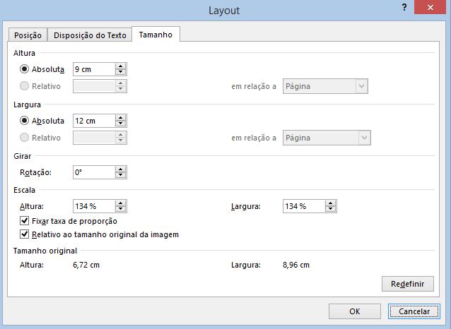 Opções de Layout: Permite determinar como o texto será disposto ao redor da imagem selecionada.