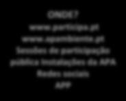 Por escrito, através dos meios disponibilizados ONDE? www.participa.pt www.apambiente.