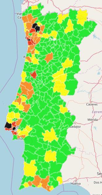 Indicador de Gravidade de Peões (IGrP) Segundo município por escalões IGr Indicador de gravidade IGr = 100xM + 10xFG + 3xFL, em que M é o número de mortos, FG o de feridos graves e FL o de feridos