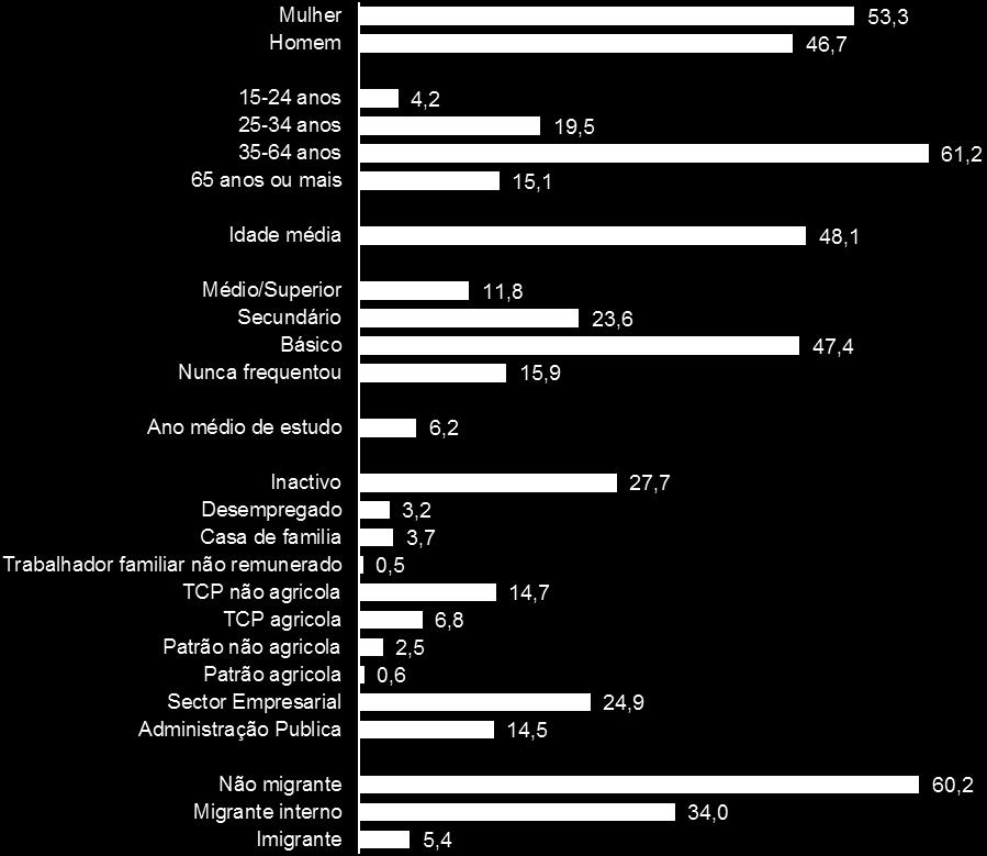 Gráfico 8 Características socioeconómicas dos representantes dos agregados familiares.