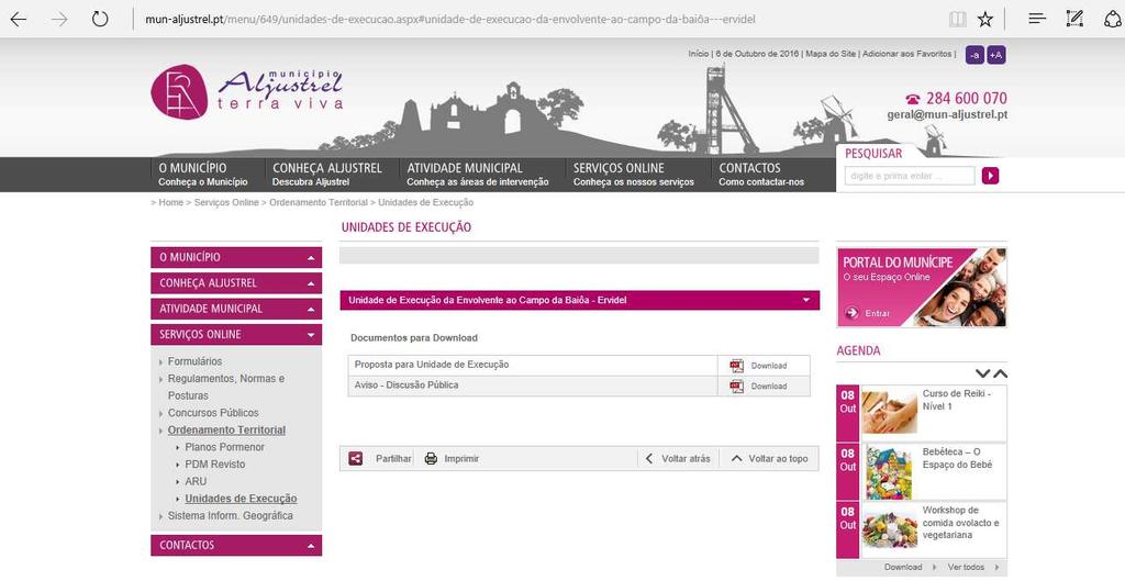 Figura 6 - Documentos para download na página da internet da Câmara municipal de Aljustrel 2.