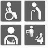 9 Simbolo para pessoas com deficiência num órgão interno (coração, aparelho respiratório, rim, bexiga, reto, intestino delgado, fígado, imunidade) 10