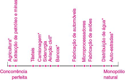 Grau de monopolização natural em diferentes ramos de atividade Samuelson