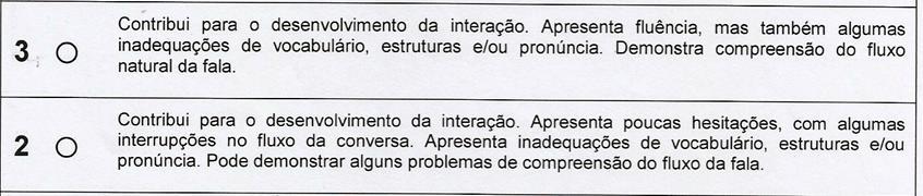 cia, adequação lexical, adequação gramatical, pronúncia. (BRASIL, CELPE-BRAS, INEP, 2011).