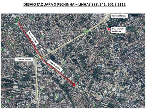 Portanto, as linhas 338, 339, 341, 565, 601, 859, 877, 878, 882, 889, 890, 932 e 2112 e seus serviços sofrerão alterações em seus itinerários originais em apenas um sentido durante o