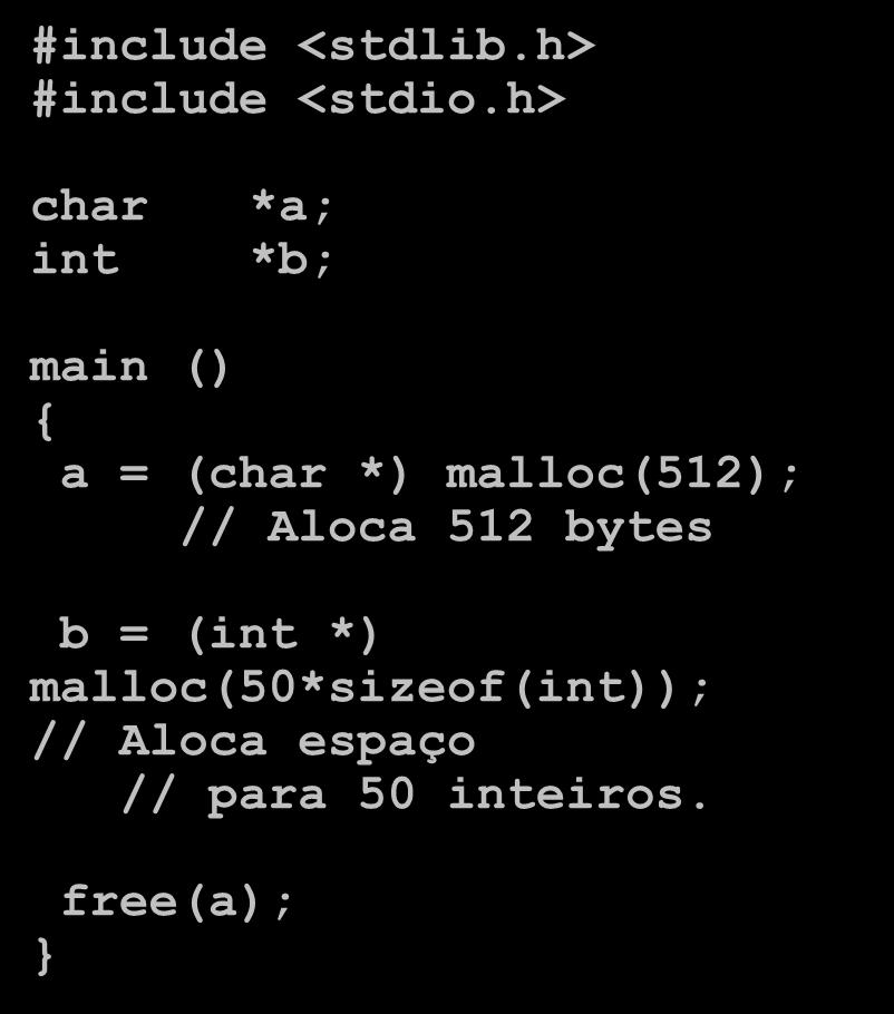 Exemplo StackPointer Topo da pilha #include <stdlib.h> #include <stdio.