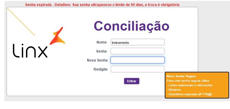 Se a senha for esquecida deve-se informar o nome do login e clicar em "Esqueci a senha" que será enviado e-mail com nova senha