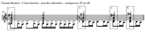 342 Fig. 3 Exemplo da utilização de acordes alterados na Sonata Beatriz.