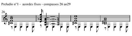 345 acorde escrito em semicolcheias. O último acorde desta seção possui duas terças maiores e uma quarta diminuta entre elas, atribuindo uma sensação de repouso (fig. 8) Fig.
