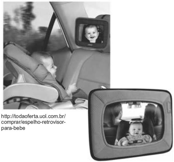 ) As imagens abaixo correspondem a um acessório de segurança para quem tem que transportar um bebê na cadeirinha no banco de trás - o espelho retrovisor para bebê.