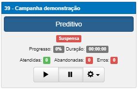 de discagem. Na tela de campanhas é pssível acmpanhar status de tdas as campanhas cadastradas, seu prgress e duraçã das mesmas.