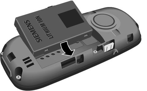Inserir a bateria Atenção: Utilizar apenas a bateria recarregável recomendada (pág. 33) pela Gigaset Communications GmbH *!