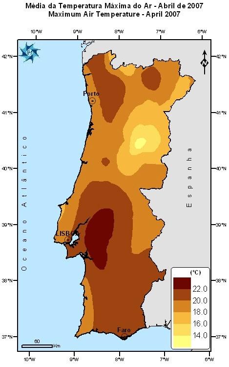 Os valores da média da temperatura mínima variaram entre +3.8 C em Penhas Douradas e +1.