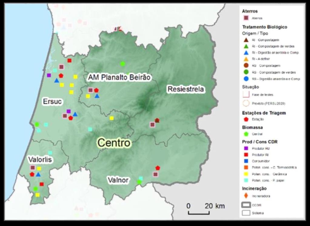 5.4.2 Região Centro 275. A região Centro integra os cinco (5) SGRU a saber; ERSUC, Valorlis, Valnor (parcialmente), Resiestrela e AM Planalto Beirão.