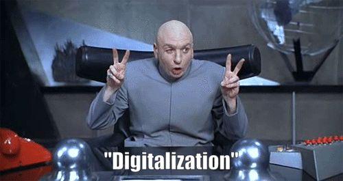 Digitização A digitização é uma palavra que vem do termo digitalization, em inglês.