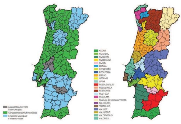 2.2. Situação nacional em matéria de gestão de biorresíduos Ao nível de Portugal continental a gestão de RU é assegurada por 23 sistemas de gestão de resíduos urbanos (SGRU), 11 intermunicipais e 12