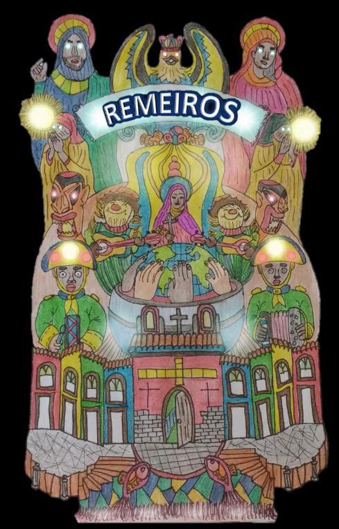 Nesta alegoria representamos as casas coloridas da fictícia Buritizal, os instrumentistas do Sertão, a mitologia das carrancas, a força da roça, a força da crença de maioria católica.
