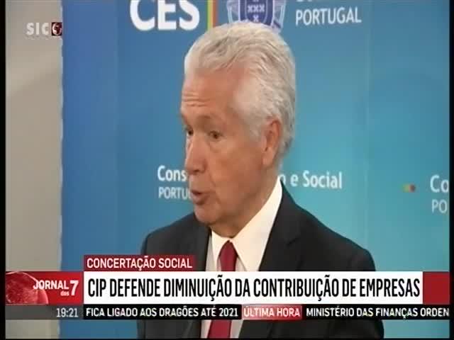 A21 SIC Notícias Duração: 00:00:34 OCS: SIC Notícias - Jornal das 7 ID: 79337583 01-03-2019 19:21 CIP defende diminuição da contribuição de empresas http://pt.cision.com/cp2013/clippingdetails.aspx?