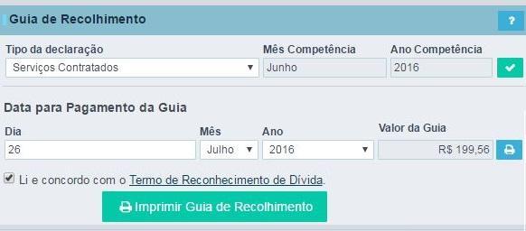 Será exibida a Guia de Recolhimento com o valor total do imposto para pagamento.