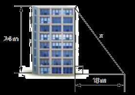 Exemplo: Um fio vai ser esticado do topo deste prédio até um ponto no chão, como indica a figura.