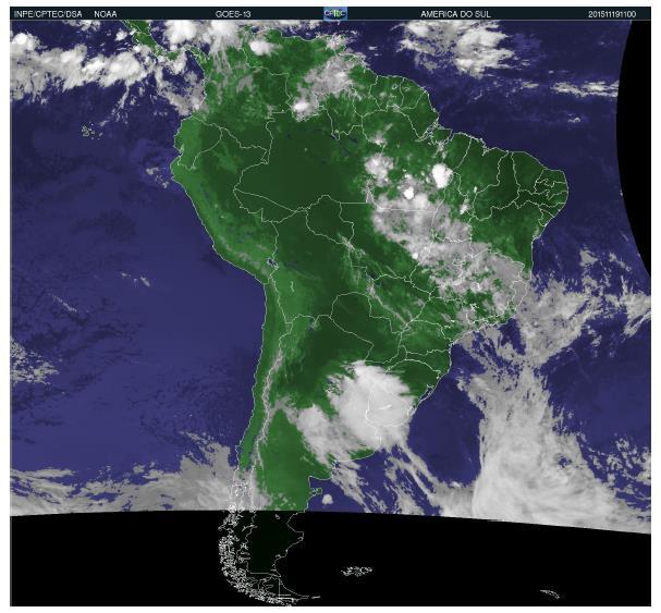 No dia 19, ocorreram os maiores totais de precipitações diárias na região, na Figura 5 é possível visualizar perfeitamente o posicionamento da ZCOU sobre o Brasil, Minas Gerais e região.