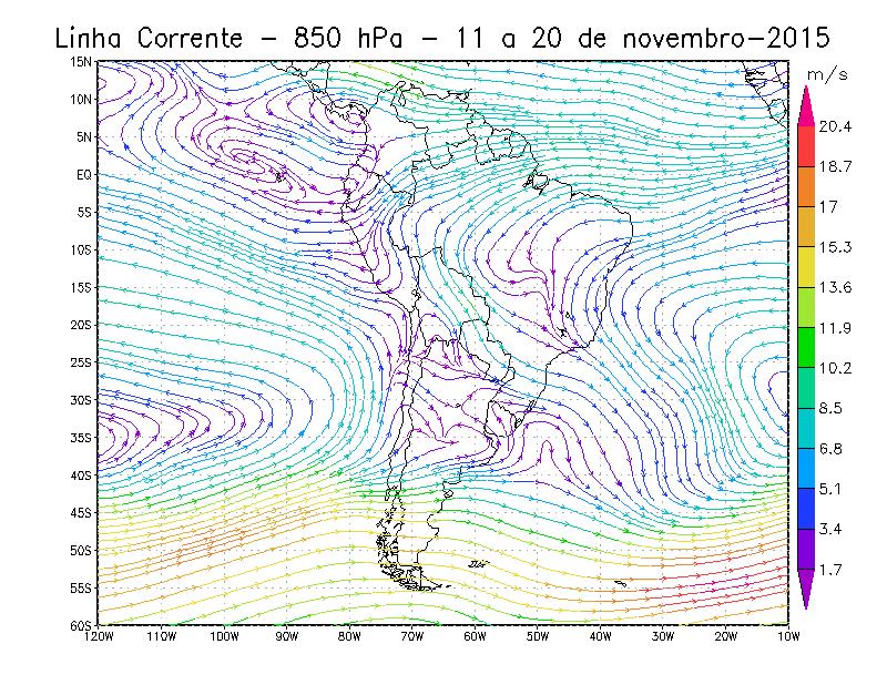 No 2º decêndio do mês de janeiro de 2016, Figura 7, ocorreu o primeiro e único episódio de ZCAS no ano hidrológico de 2015, com um elevado índice pluviométrico nas duas cidades.