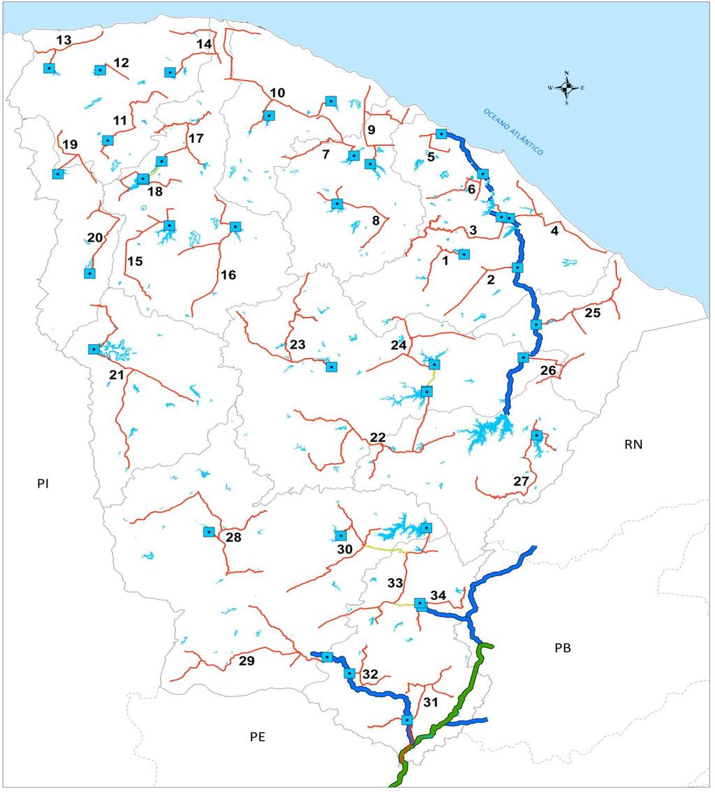 CEARÁ - Projeto Malha D água Aç. Itaúna Aç. Gangorra Aç. Tucunduba Aç. Gameleira 34 Sistemas Adutores Planejados com uma ETA em cada um deles; 4.