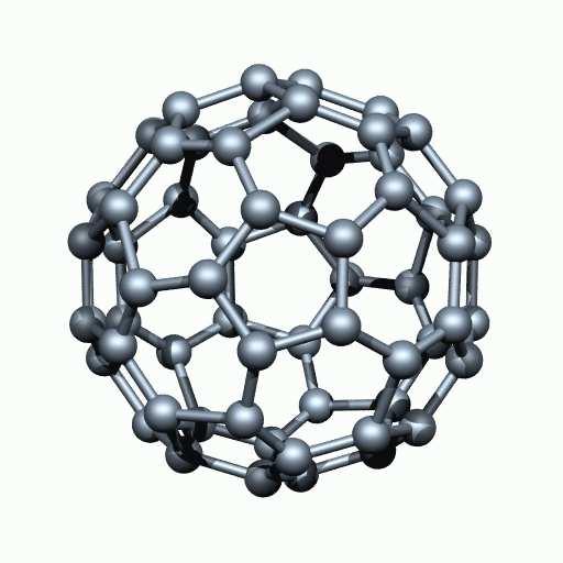 , 1985), é uma molécula que possui forma esférica composta por hexagonos e pentagonos de carbono, a qual possui um formato bem parecido ao de uma bola de futebol, como é ilustrado na figura 1.2.