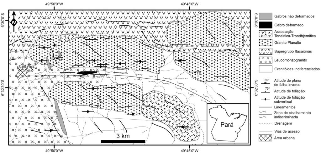 Alan Cardek Brunelli Gomes & Roberto Dall Agnol Figura 2 - Mapa geológico da porção E da região de Canaã dos Carajás.