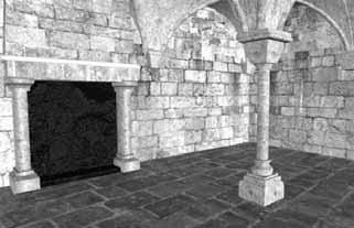 hidráulico. Figura 25- Reconstituição 3D do Mosteiro. Da esquerda pra a direita, de cima para baixo: Vista sobre a Ala oblíqua dos Conversos, Calefatório e refeitório.