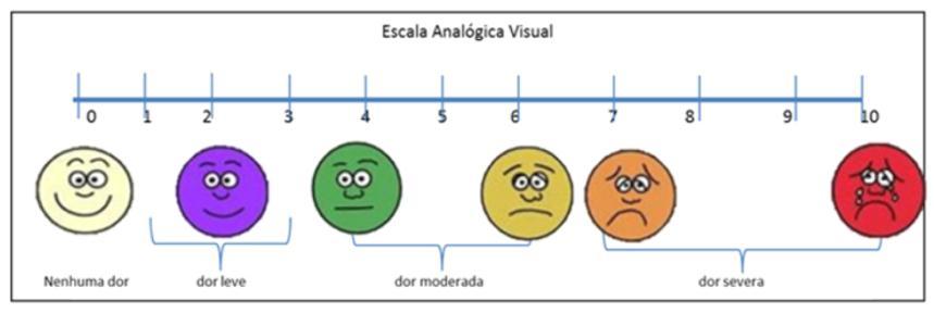 Foi entregue um formulário com duas escalas para a avaliação dos níveis de dor: escala de estimativa numérica (NRS-10) e a escala visual analógica (VAS), (Figura 1 e 2).