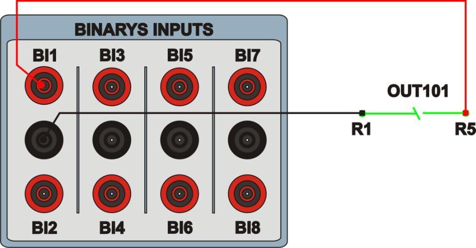 1.3 Entradas Binárias Ligue a Entrada Binária do CE-6006 à saída binária do relé, BI1 ao pino R1 e o seu comum a R5 dessa maneira monitora-se o sinal de trip