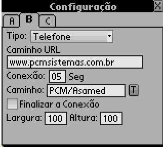 4. Na ficha B, são exibidos os dados para conexão, com Servidor de Internet.