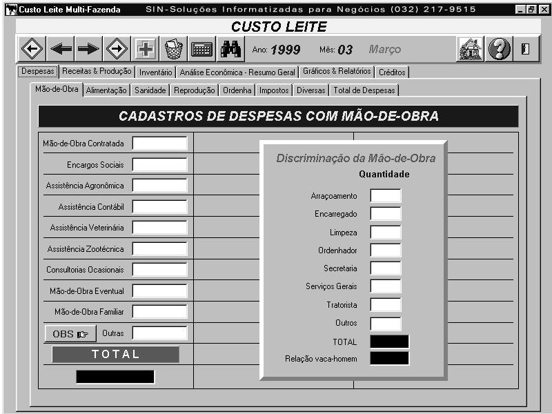 Figura 1: Tela contendo a opção Despesas e seu menu secundário na forma de "fichas" Ao selecionar a opção Despesas é disponibilizado um menu secundário, também na forma de "fichas", contendo as