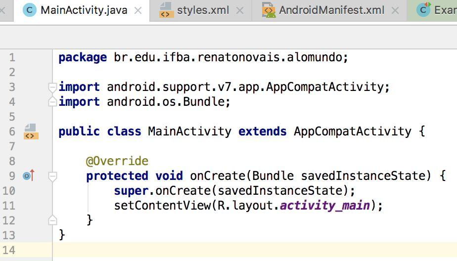 Código Java Classe R utilizada para