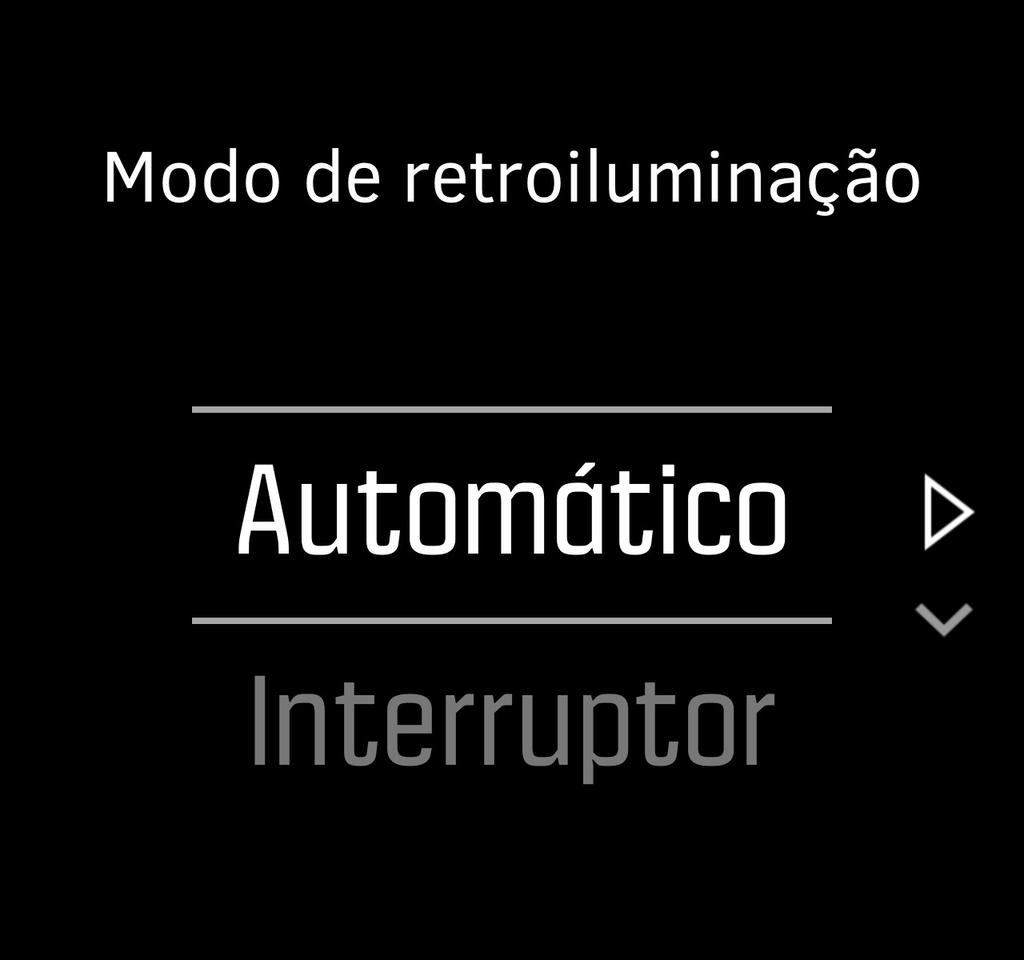 4. Para definições com valores, altere o valor deslizando para cima ou para baixo, ou prima o botão superior ou inferior. 5.