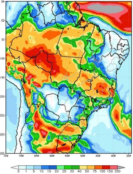 No início da semana de 29/12/2018 a 04/01/2019 deve ocorrer deve ocorrer chuva fraca nas bacias dos rios Paranaíba, Tocantins e São Francisco.