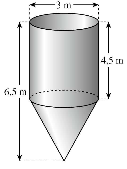 . Na figura está representado um reservatório constituído por um cilindro e um cone.
