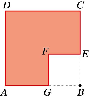 7. Na figura está representada uma peça obtida a partir do quadrado de cartão [ABCD], ao qual foi retirado o quadrado [BEFG].