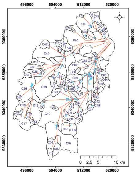 Bacia Hidrográfica do Açude Banabuiú Açude Valentim Inicialmente foram identificados 19 espelhos d água hidrologicamente relevantes na bacia hidrográfica do açude de interesse, estando incluídos o