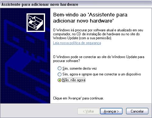 O Windows irá detectar automaticamente a conexão, conforme ilustrado abaixo (Figura 5): Figura 5: Detecção automática de novo