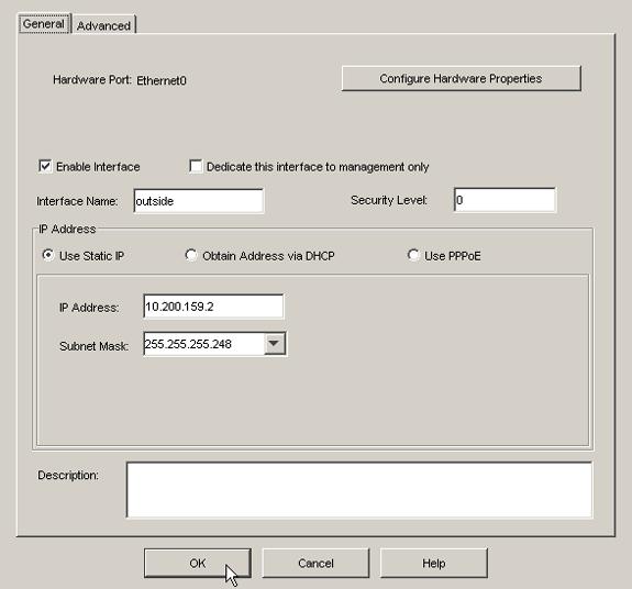 3. Verifique a caixa de verificação de interface da possibilidade, e incorpore valores aos campos do nome, do nível de segurança, do endereço IP de Um ou Mais Servidores Cisco ICM NT, e da máscara de