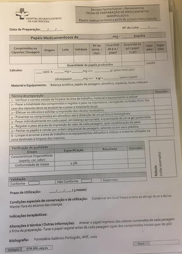 Relatório de Estágio Profissionalizante Farmácia Hospitalar Anexo IX Exemplo