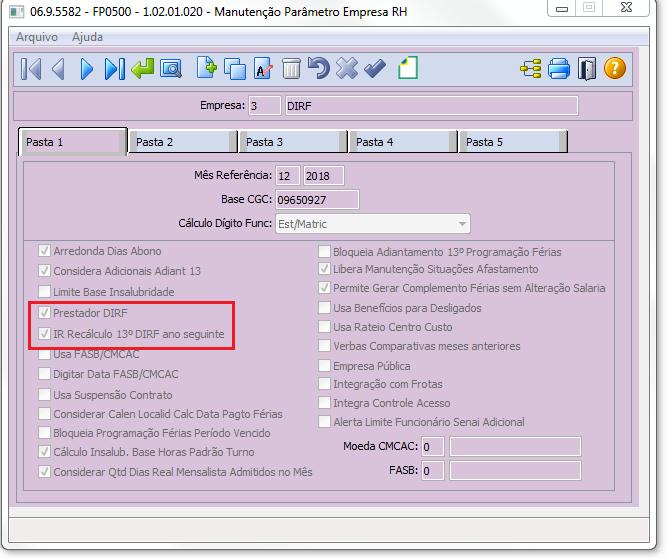 2.3. Função Manutenção Parmetros Empresa RH Objetivo Parametrizar as informações a serem utilizadas pela empresa para executar todas as suas funções e cálculos.