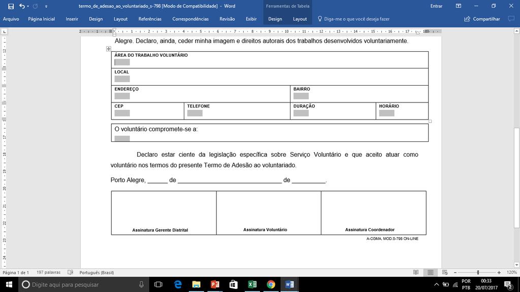 Termo de Voluntariado Portal do Servidor Biblioteca /