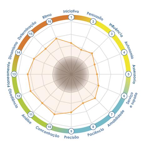 GRÁFICO RADAR MÉDIA DE GRUPO Neste gráfico radar, pode-se observar o nível de compatibilidade do perfil médio das pessoas incluídas na análise