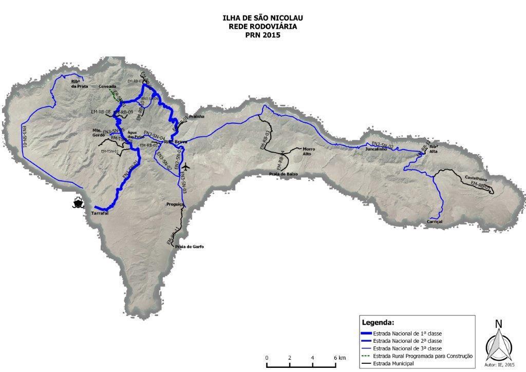 b) Ilha de São Nicolau Na ilha de São Nicolau, os serviços de Manutenção e Conservação das Estradas Nacionais, no âmbito do Contrato REMADOR, celebrado com a Monte Adriano (atual Elevolution,